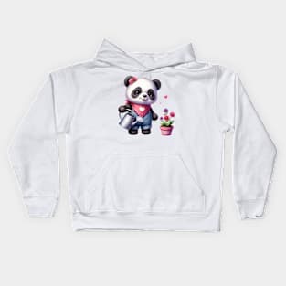 Valentine Love Panda Bear Kids Hoodie